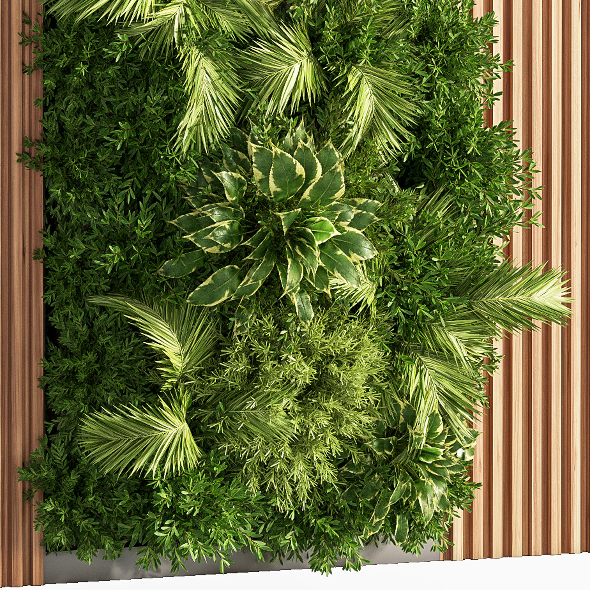 Wooden planks and vertical garden 03 3D model_4
