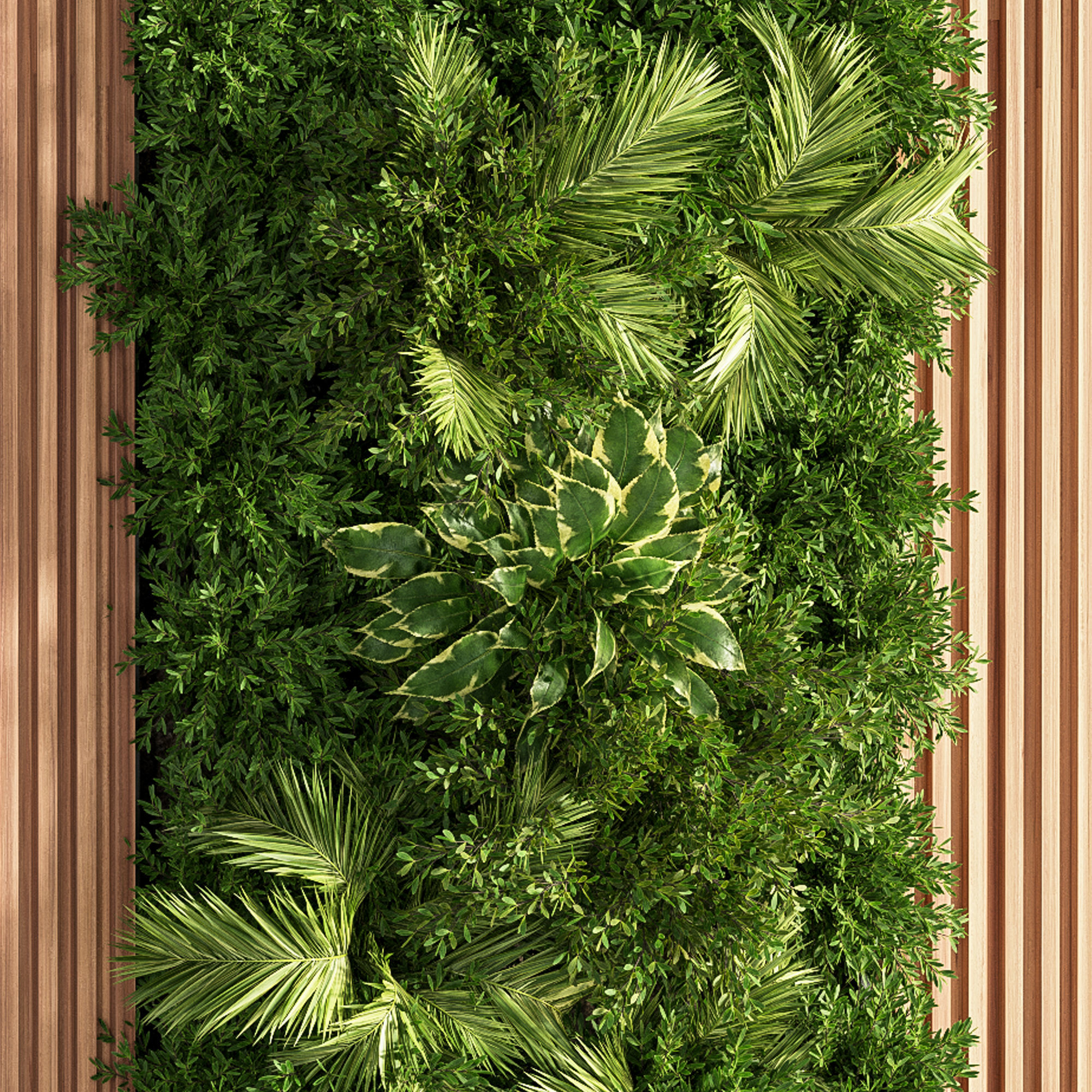 Wooden planks and vertical garden 03 3D model_5