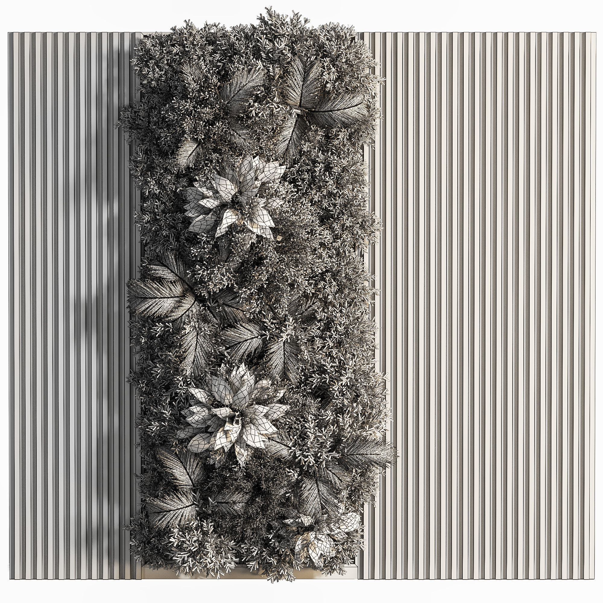 Wooden planks and vertical garden 03 3D model_6