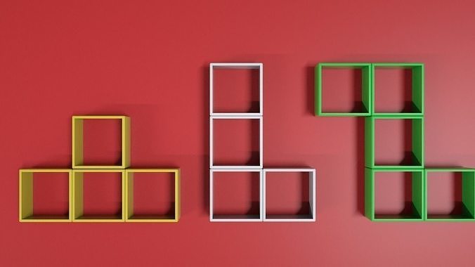 Shelves2 set of colorful blocks Free 3D model