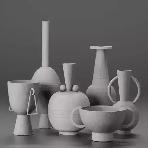 Plaster-decor vases and bowls