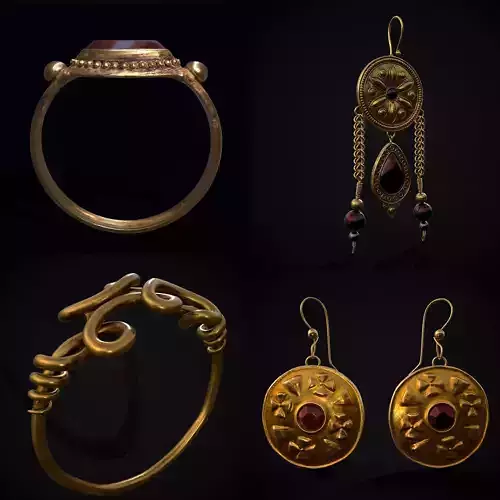 Gold and Ruby Jewelry  3D Model Collection