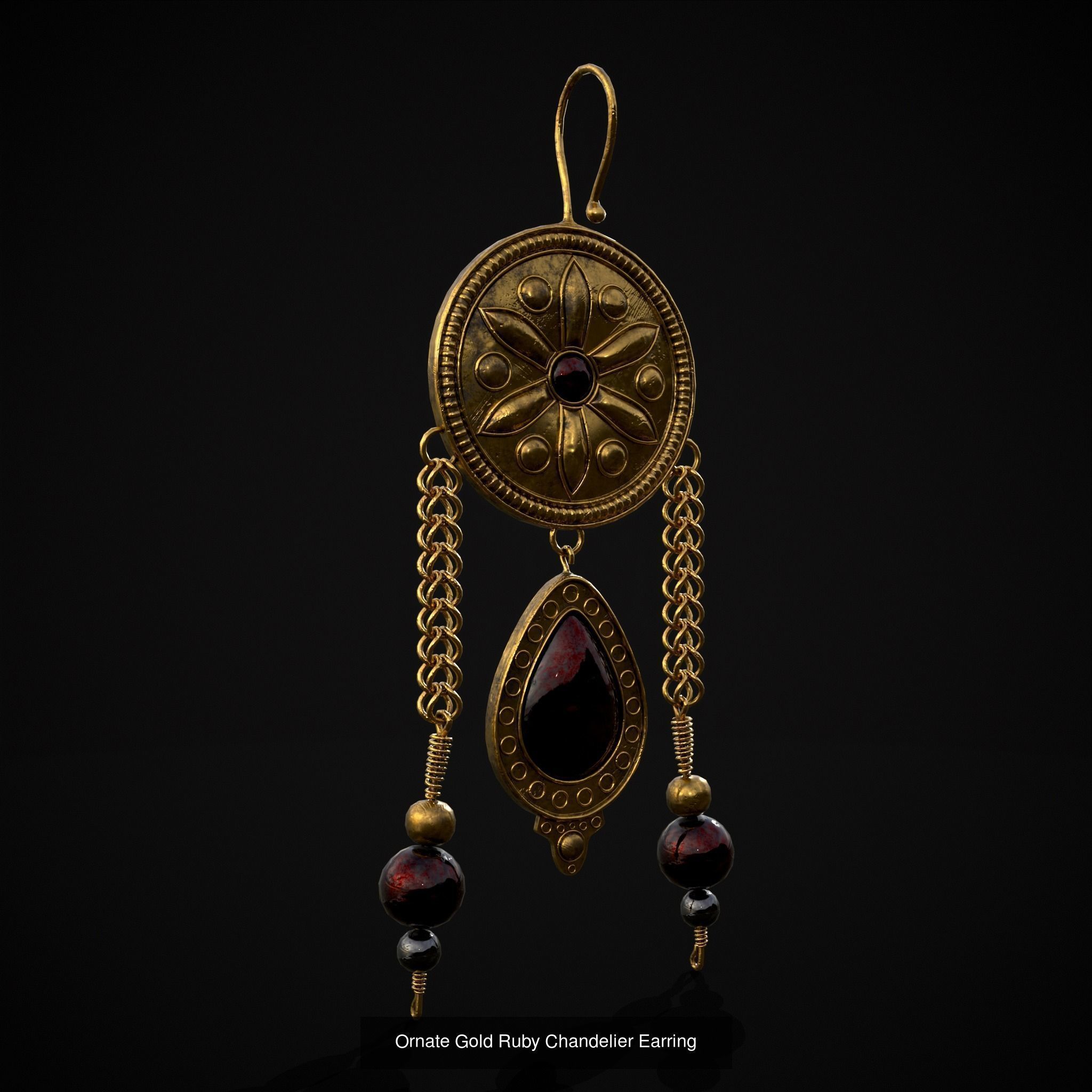 Gold and Ruby Jewelry  3D Model Collection_9