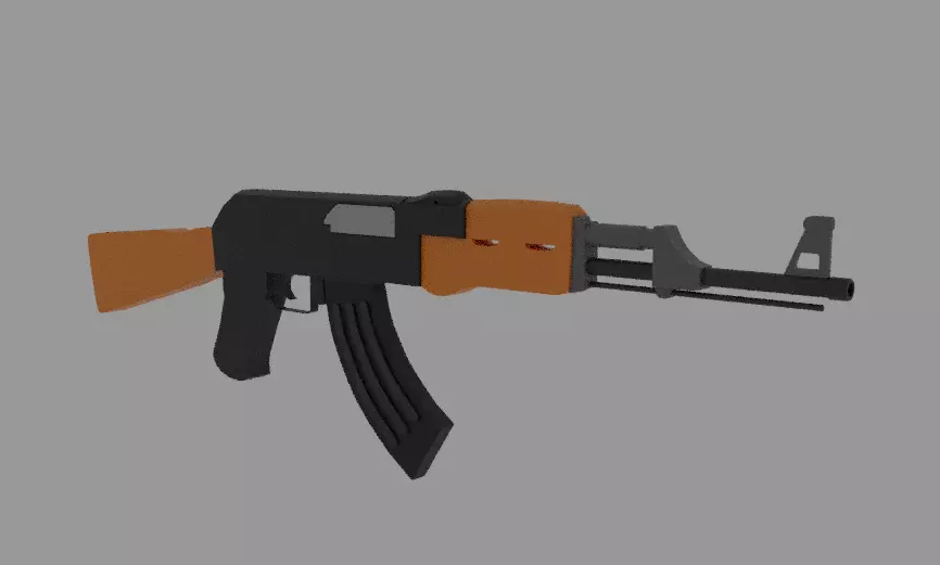 Rifle de assalto AK-47 Low Poly Low-poly 3D model_0