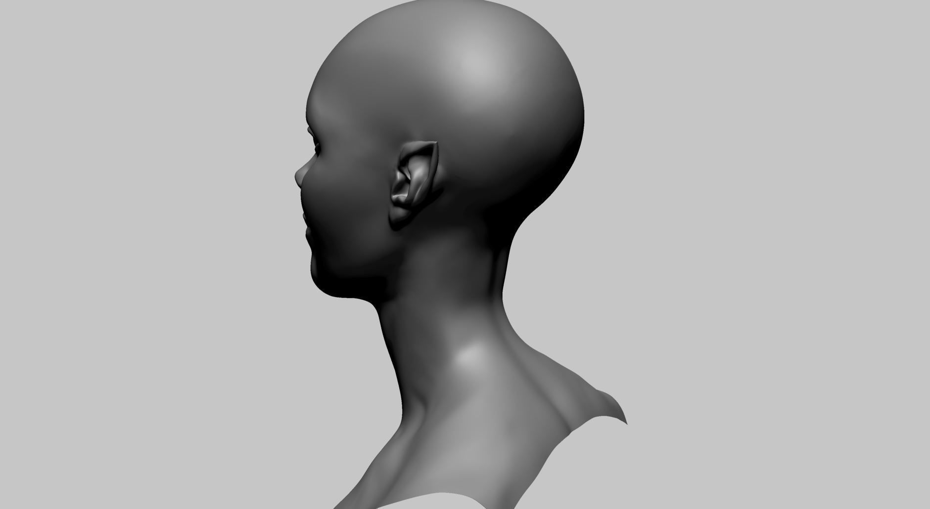 Stylized Female Head J 3D model_5