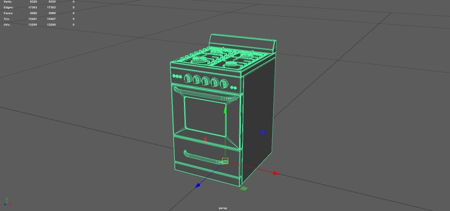 Stove game ready PBR two stoves and ovens Low-poly 3D model_11