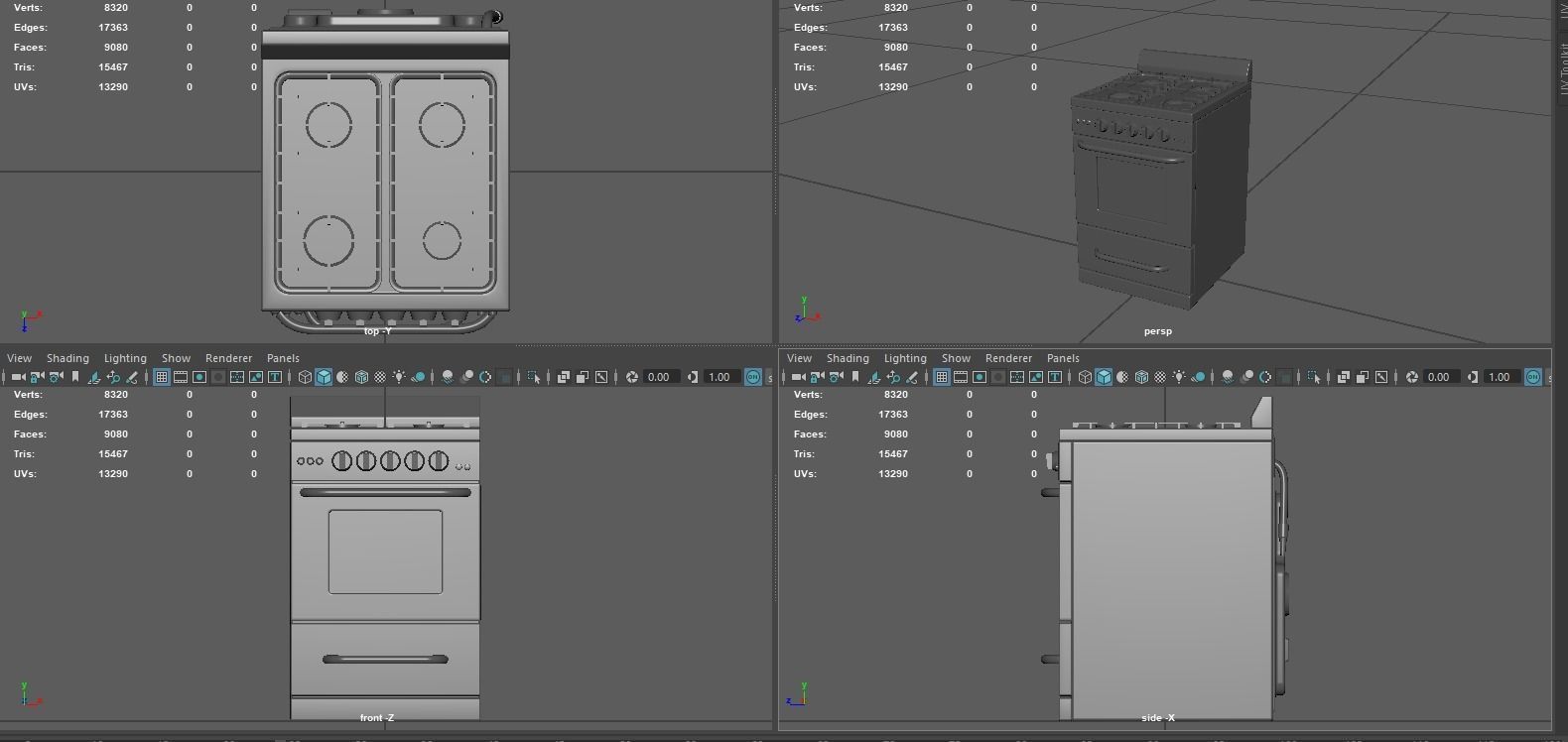 Stove game ready PBR two stoves and ovens Low-poly 3D model_12
