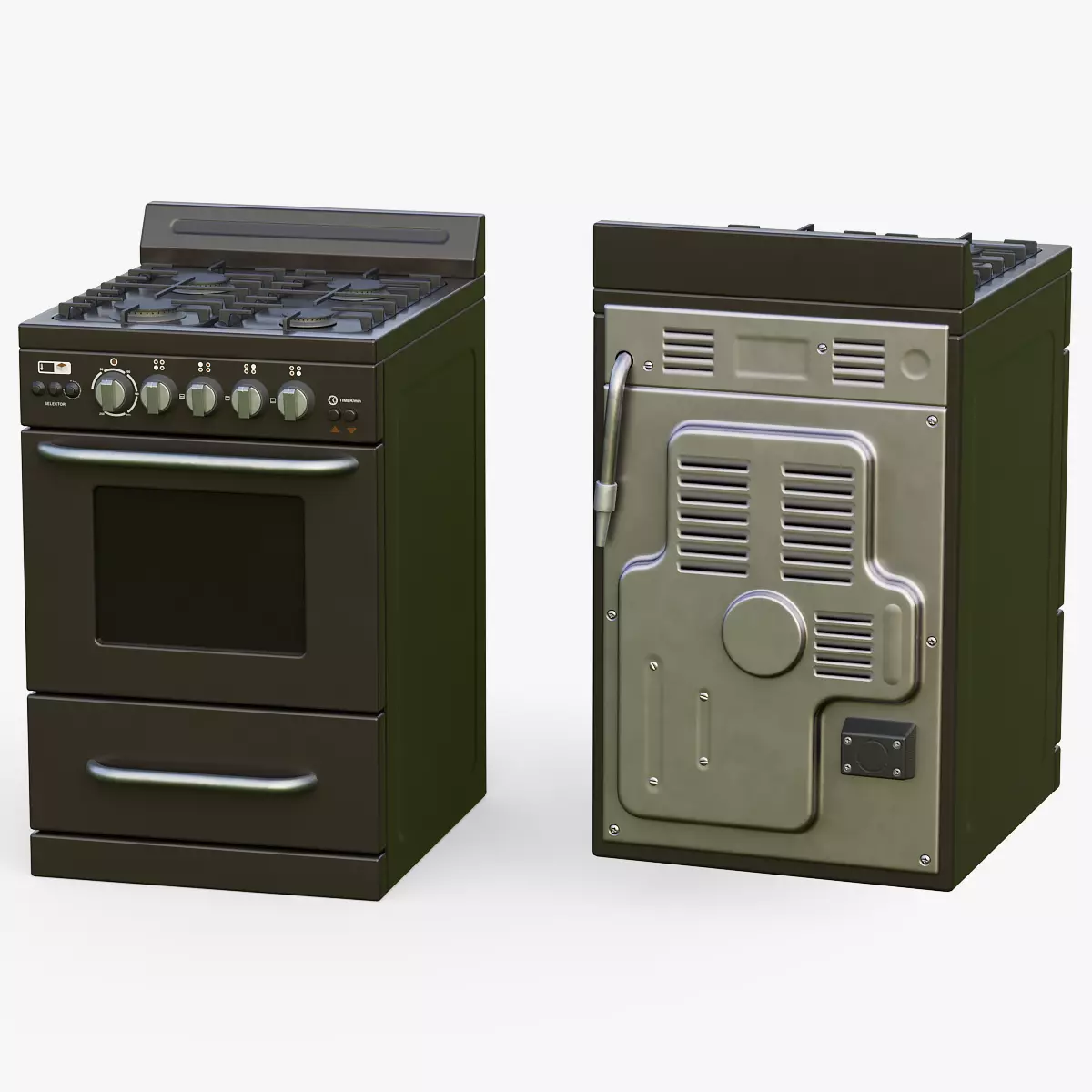 Stove game ready PBR two stoves and ovens Low-poly 3D model_0