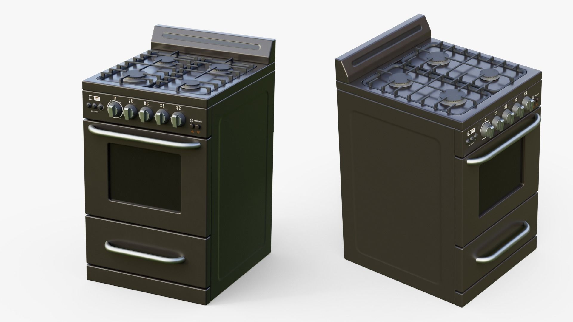 Stove game ready PBR two stoves and ovens Low-poly 3D model_3