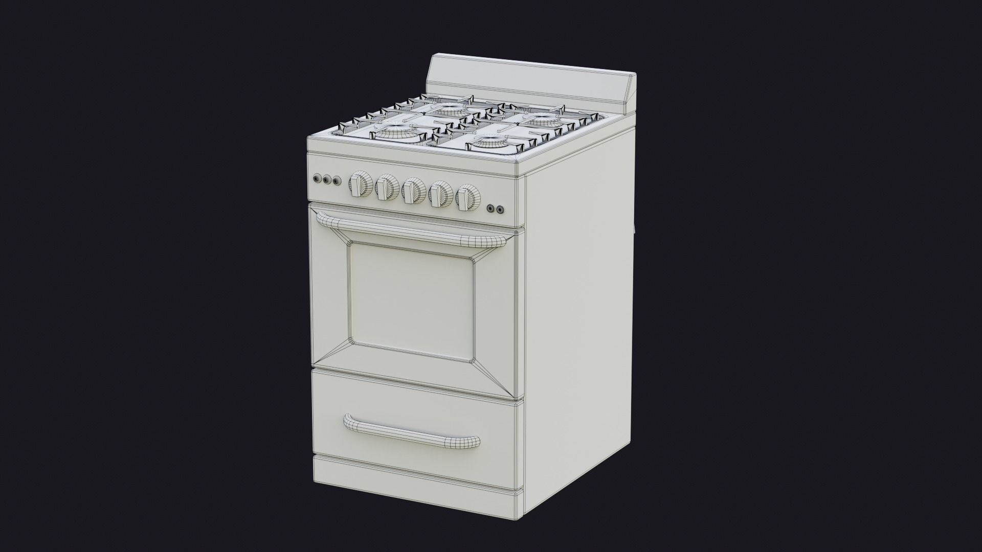 Stove game ready PBR two stoves and ovens Low-poly 3D model_7