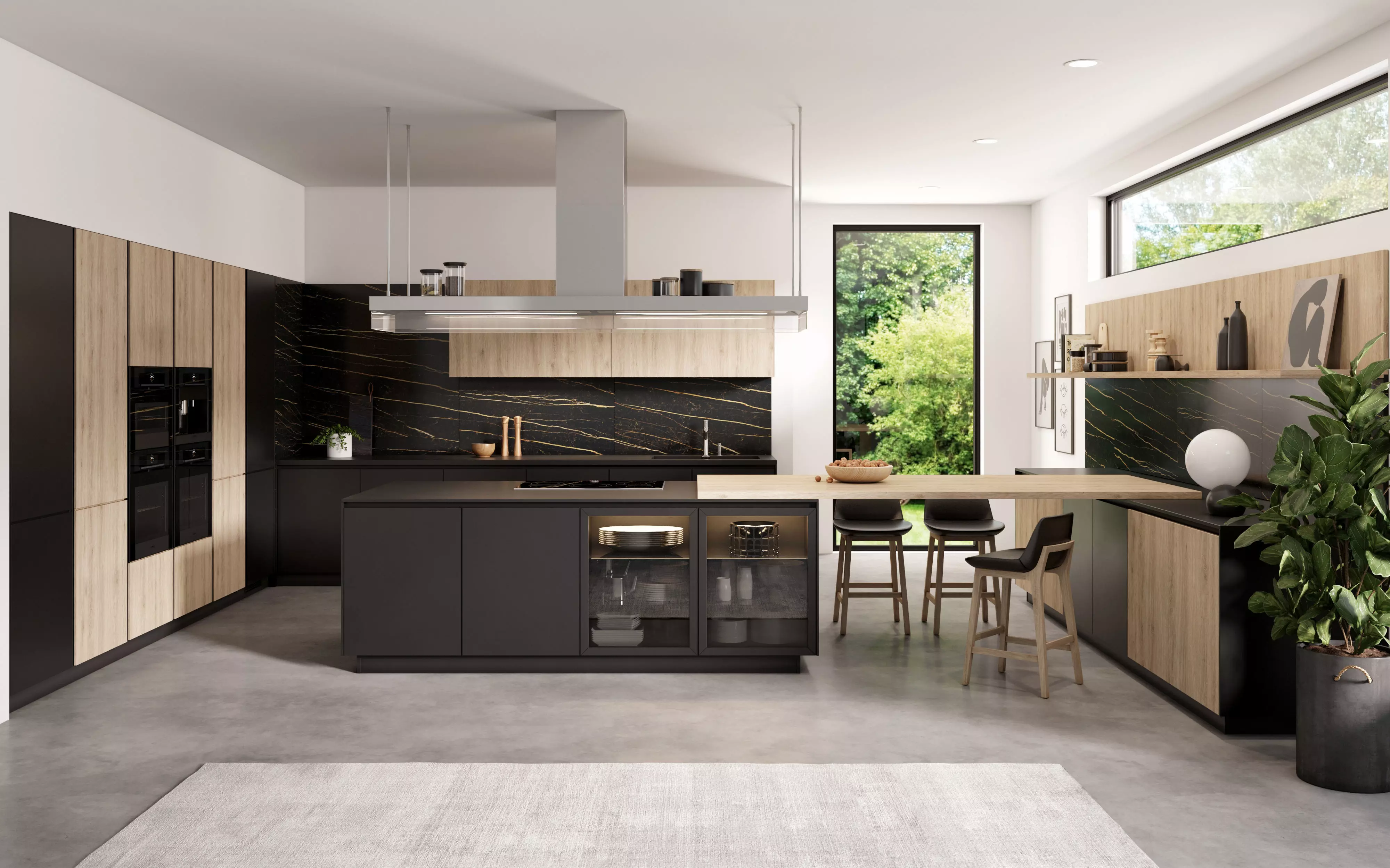 Black modern kitchen 3D model