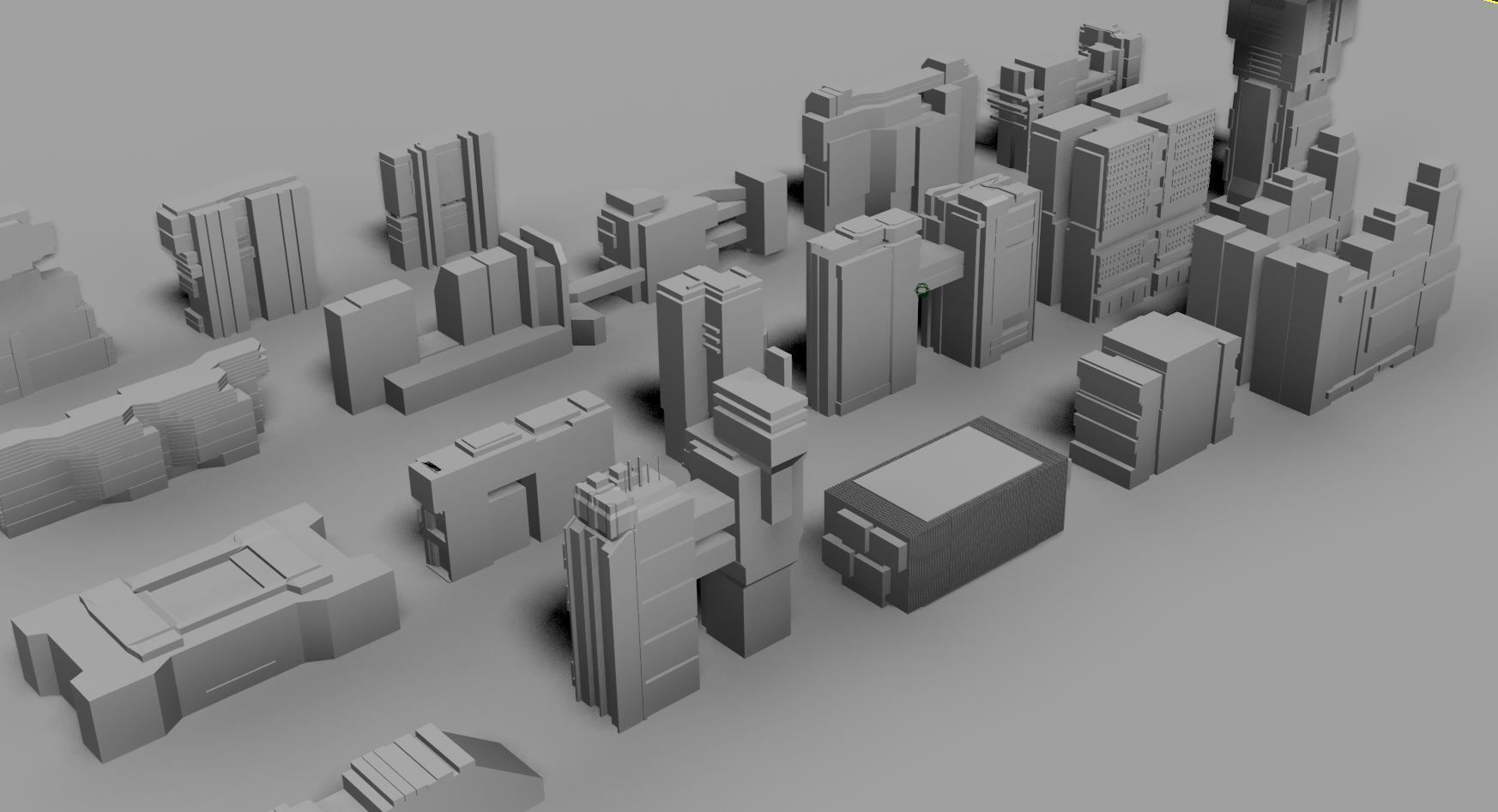 futuristic architecture set - BDR 3D model_4