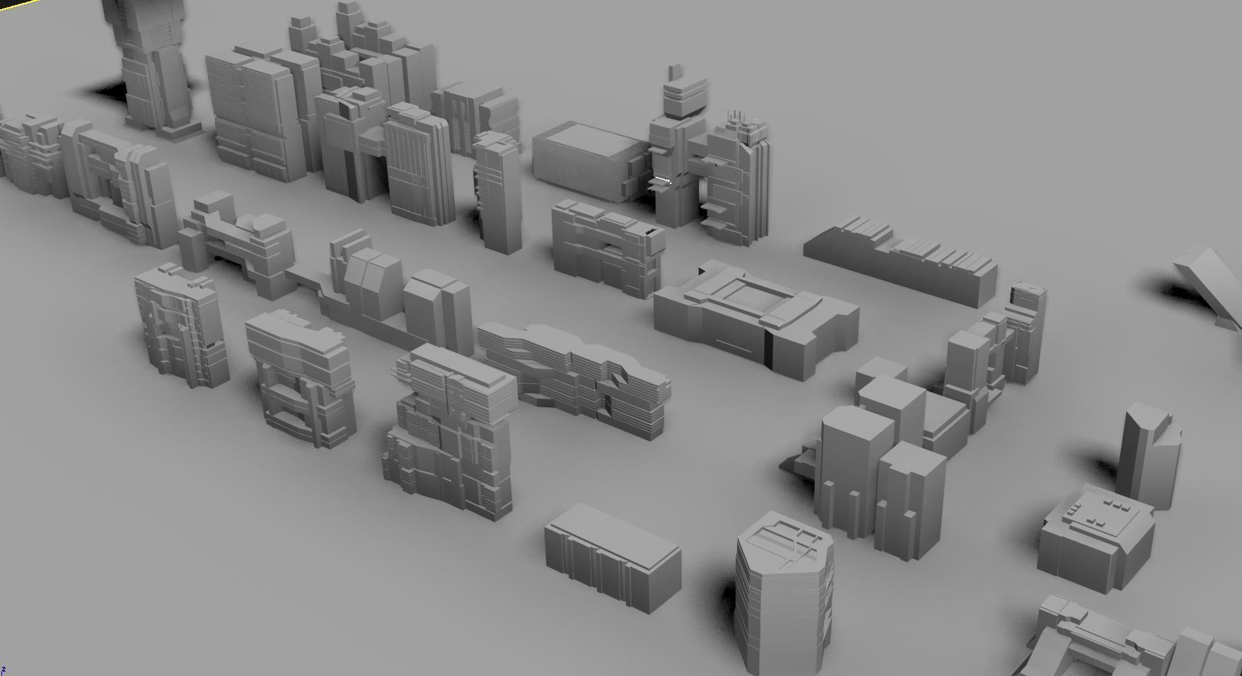 futuristic architecture set - BDR 3D model_3