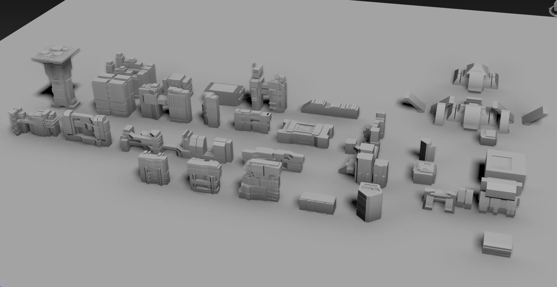 futuristic architecture set - BDR 3D model_2