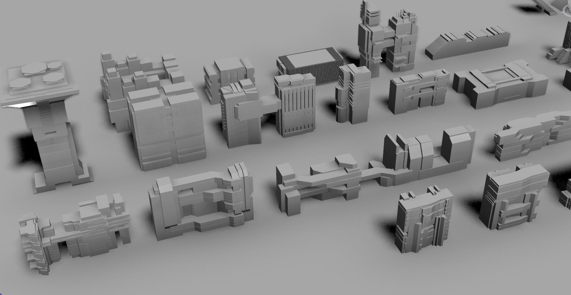 futuristic architecture set - BDR 3D model_5