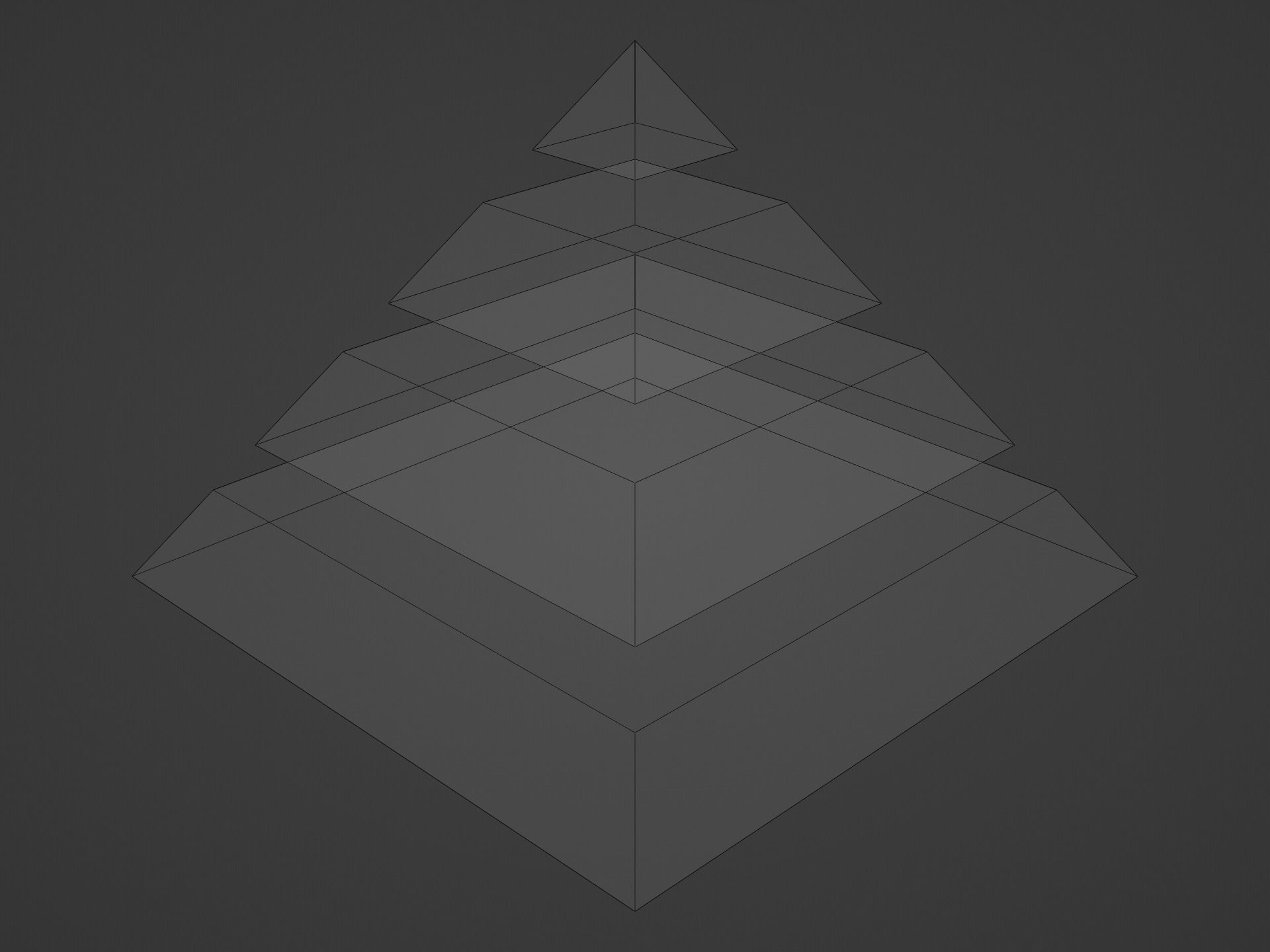 Pyramid Separated in 4 Parts Low-poly 3D model_3