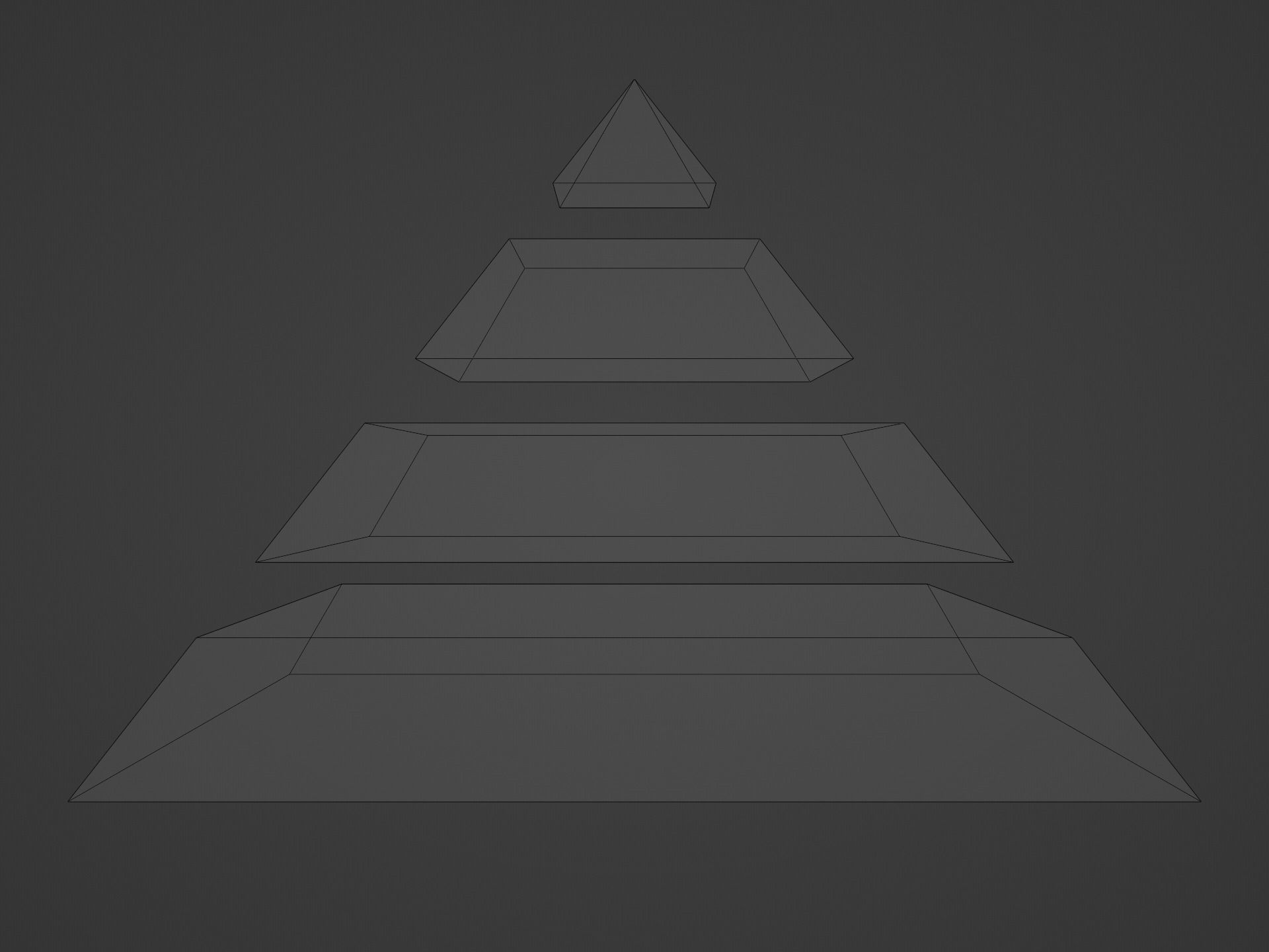 Pyramid Separated in 4 Parts Low-poly 3D model_7