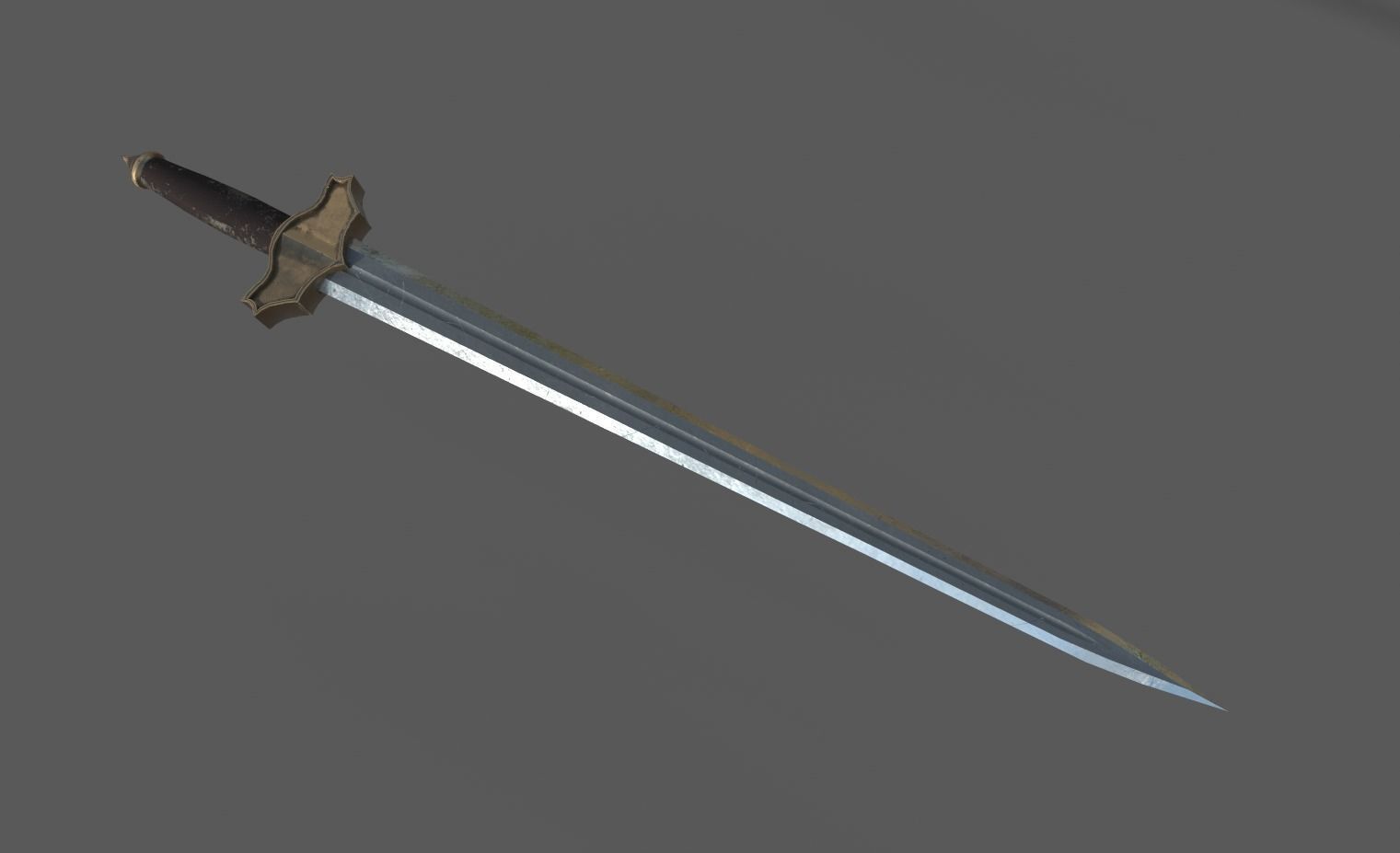 Knight sword with scabbard Low-poly 3D model_6