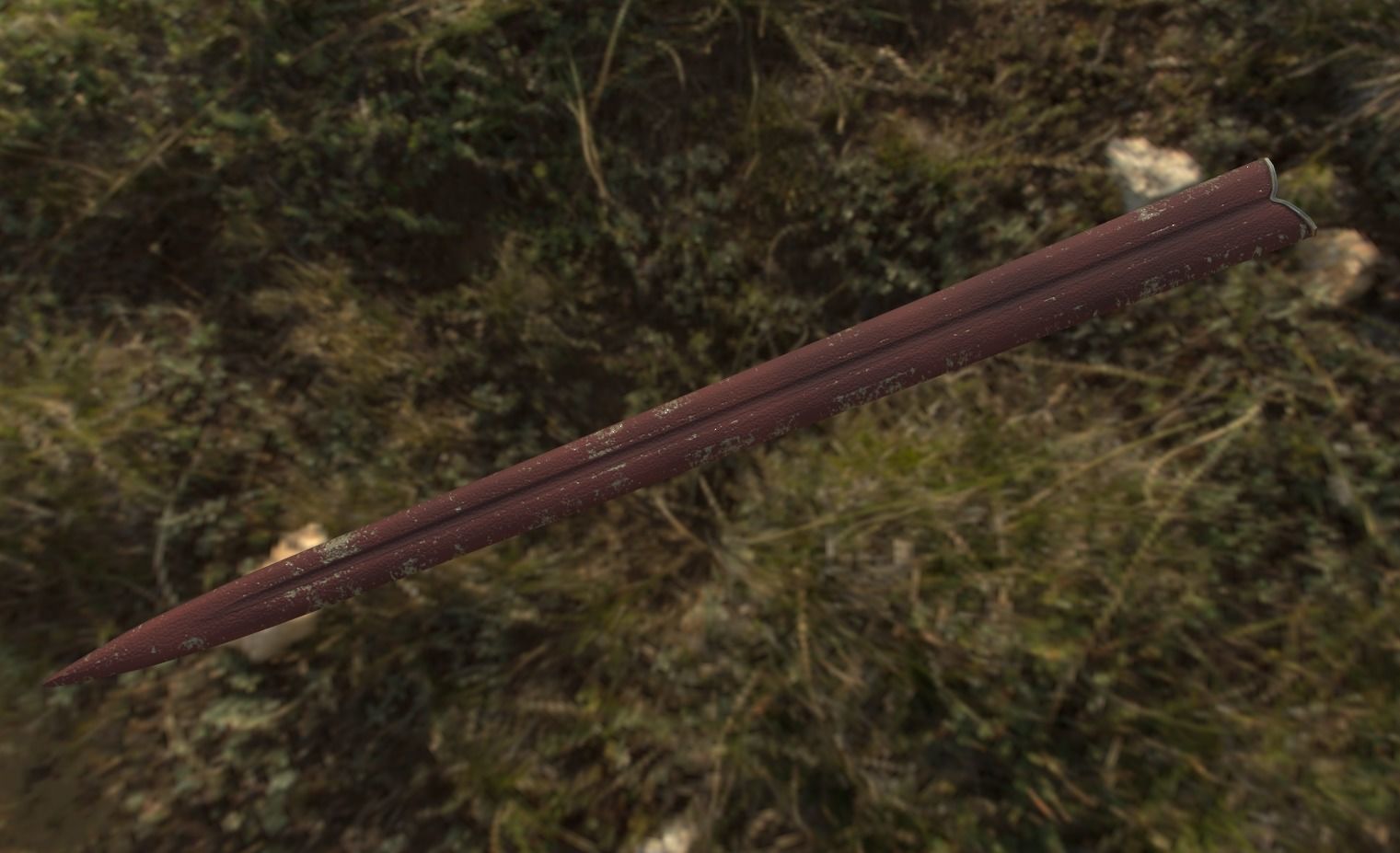 Knight sword with scabbard Low-poly 3D model_2