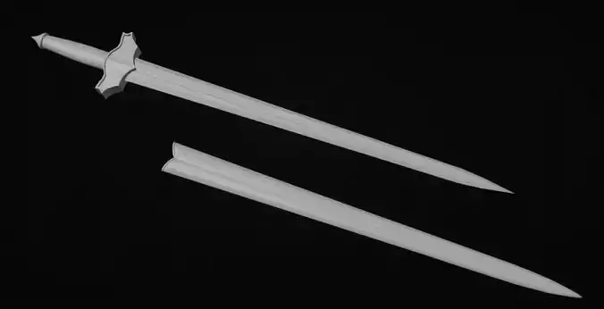 Knight sword with scabbard Low-poly 3D model