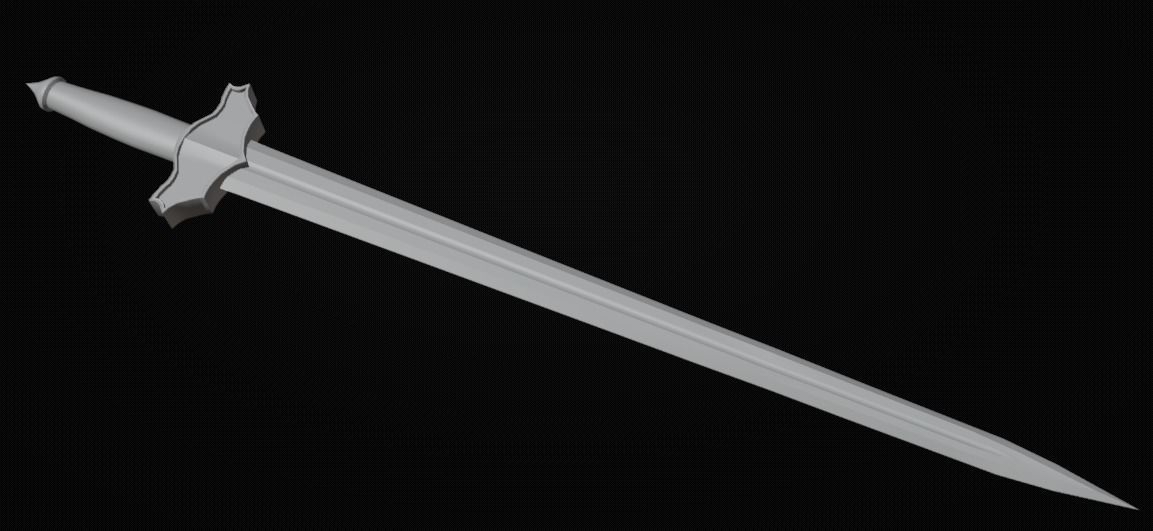Knight sword with scabbard Low-poly 3D model_5