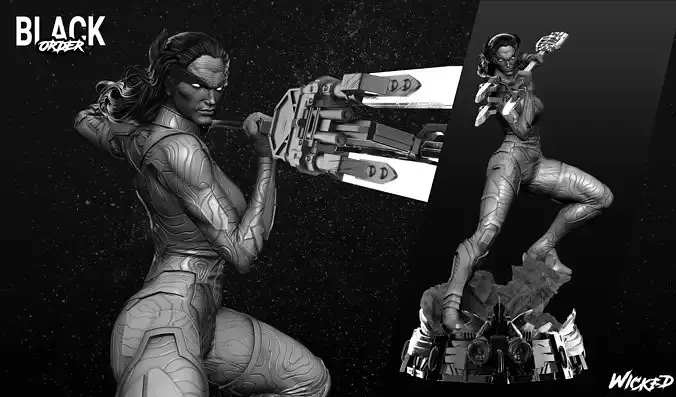 Wicked Marvel Proxima Midnight Sculpture ready for 3d printing