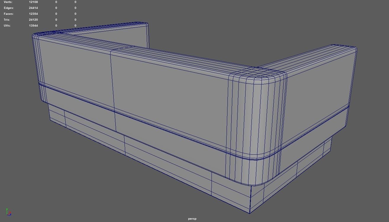 Leather Sofa Low-poly 3D model_10