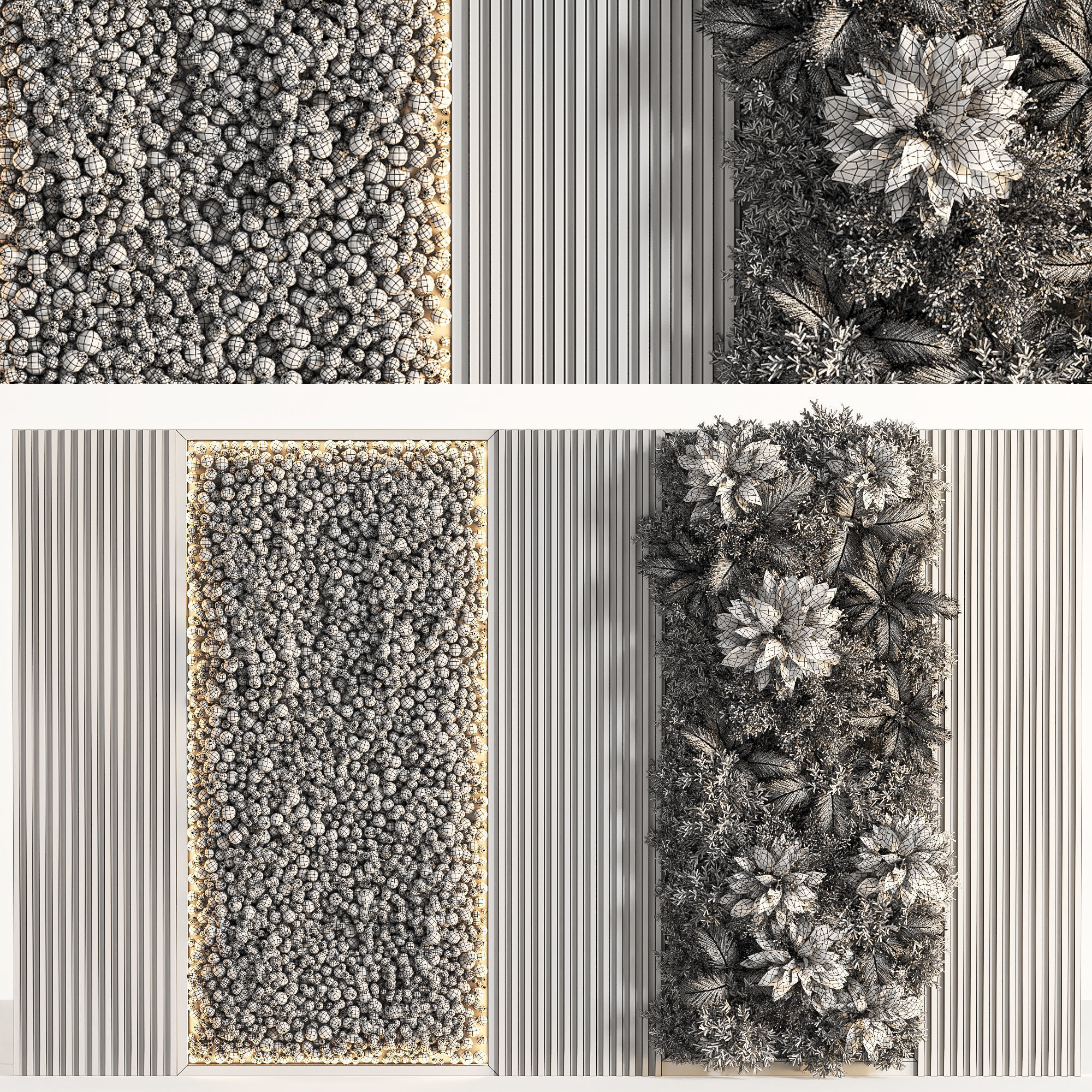 Wooden Planks Vertical Garden and Mosswalls 3D model_3