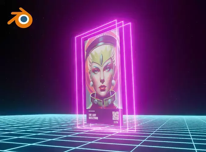 Glow frame for Midjourney AI art Blender template 3D model