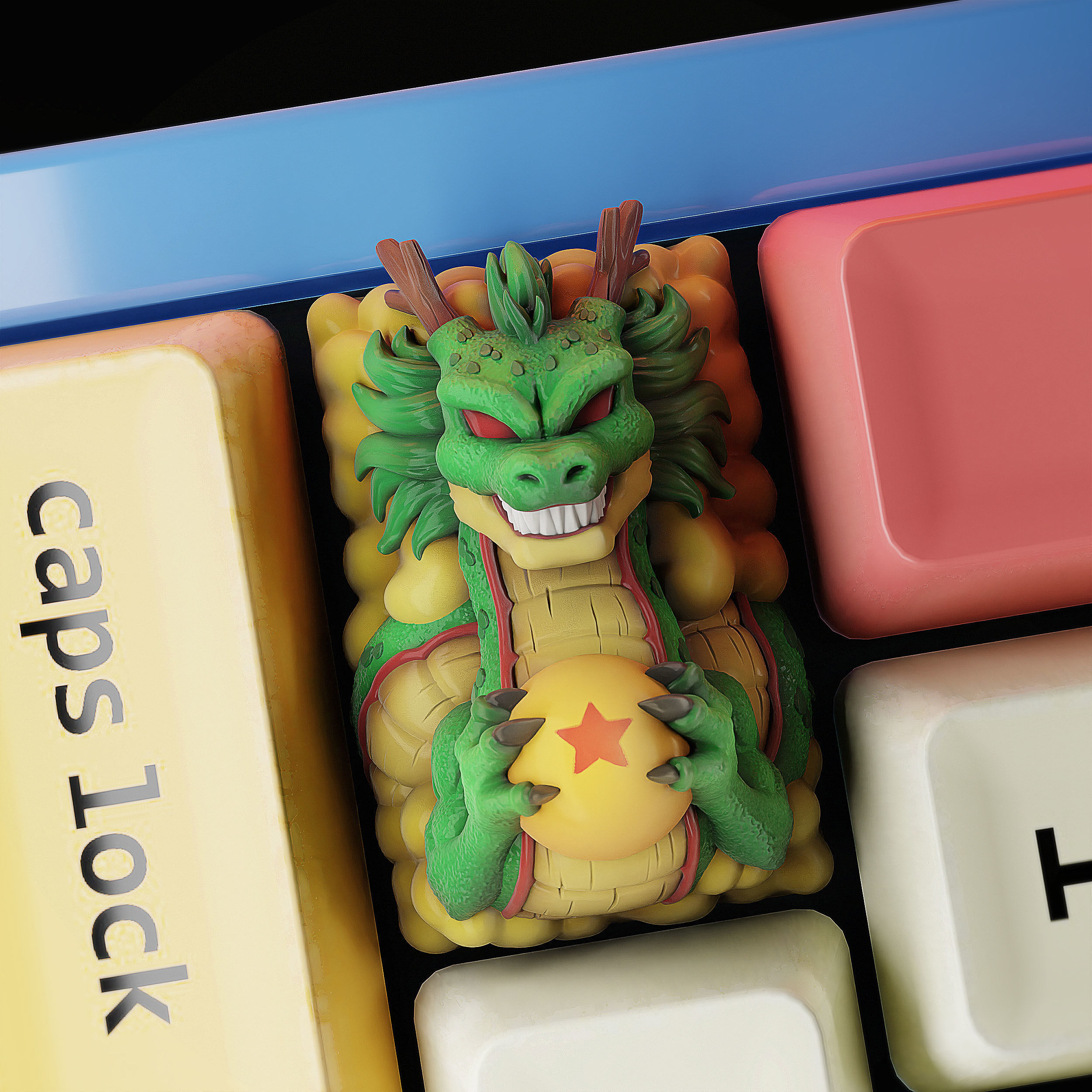 Sheng Long Shenron- Dragon ball Tab Keycap - Mechanical Keyboard 3D print model_3