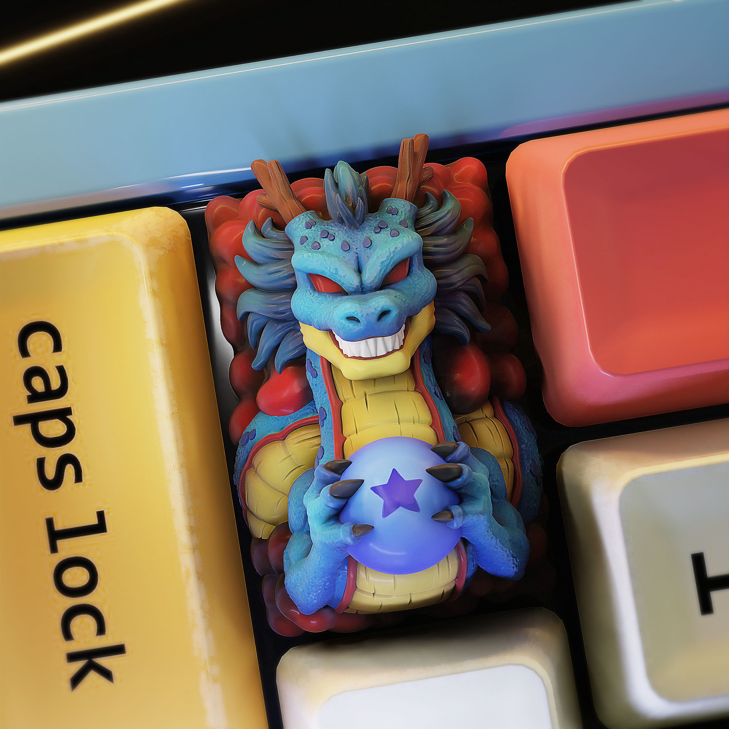 Sheng Long Shenron- Dragon ball Tab Keycap - Mechanical Keyboard 3D print model_4