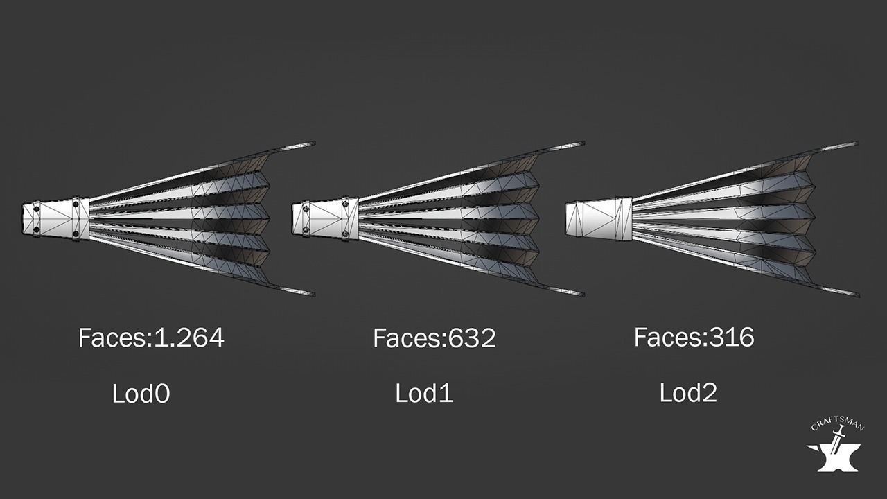 Bellows sword Low-poly 3D model_5