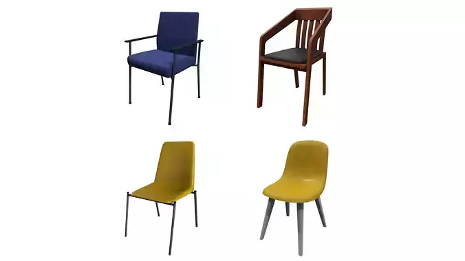 Chairs Pack - Game props 3D Model Collection