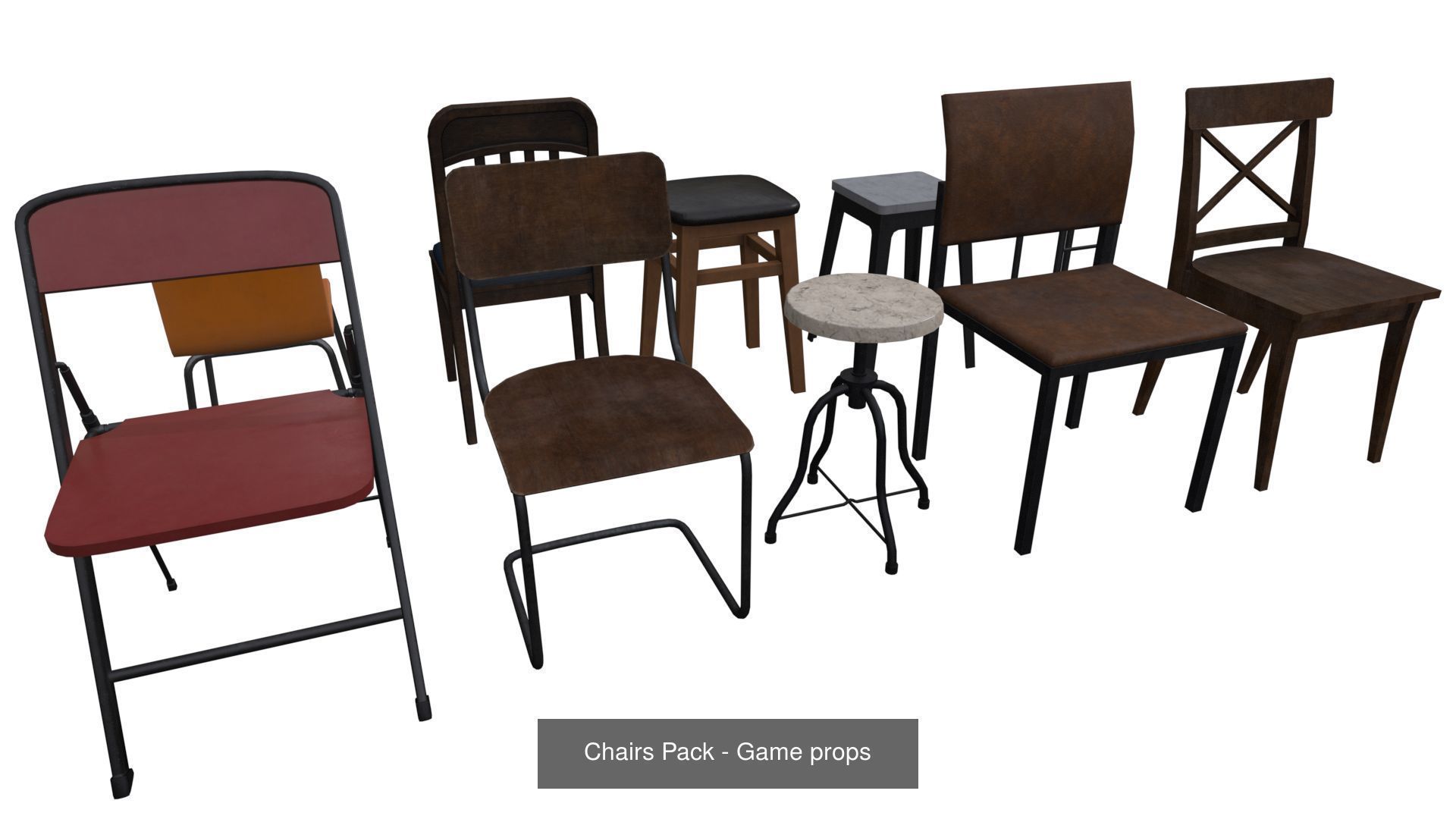Chairs Pack - Game props 3D Model Collection_2