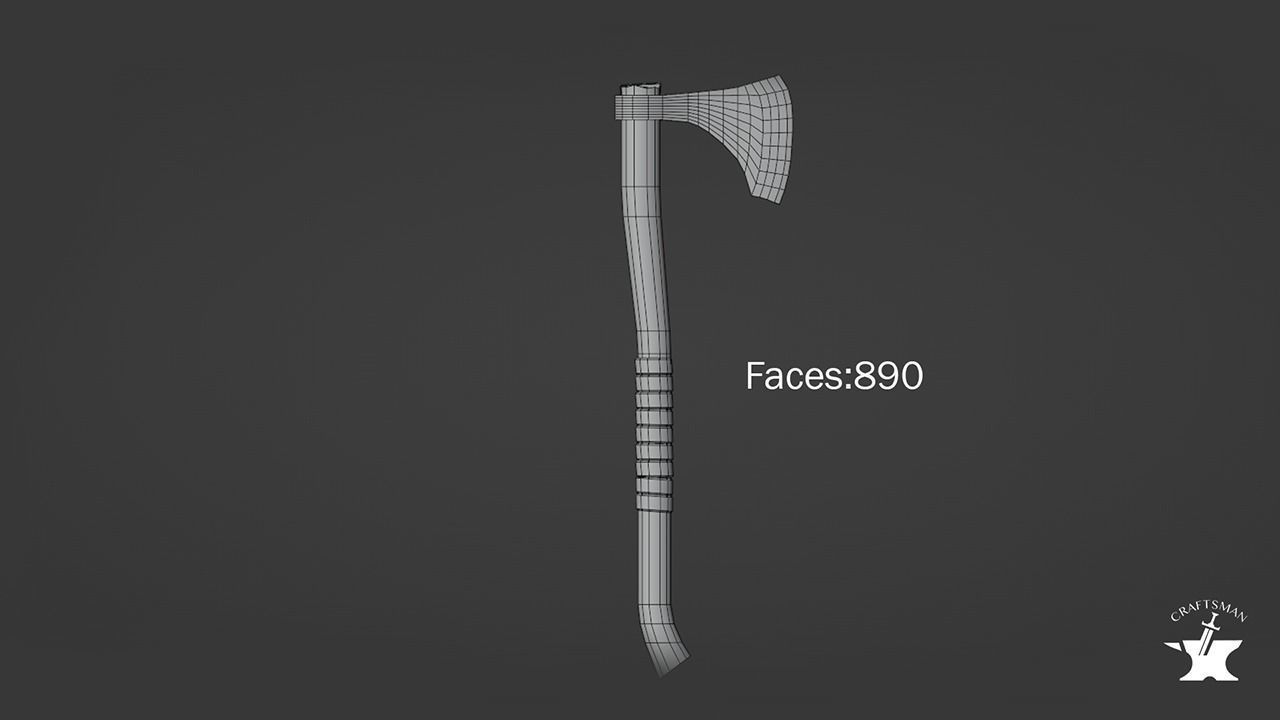 Medieval Axe Low-poly 3D model_5