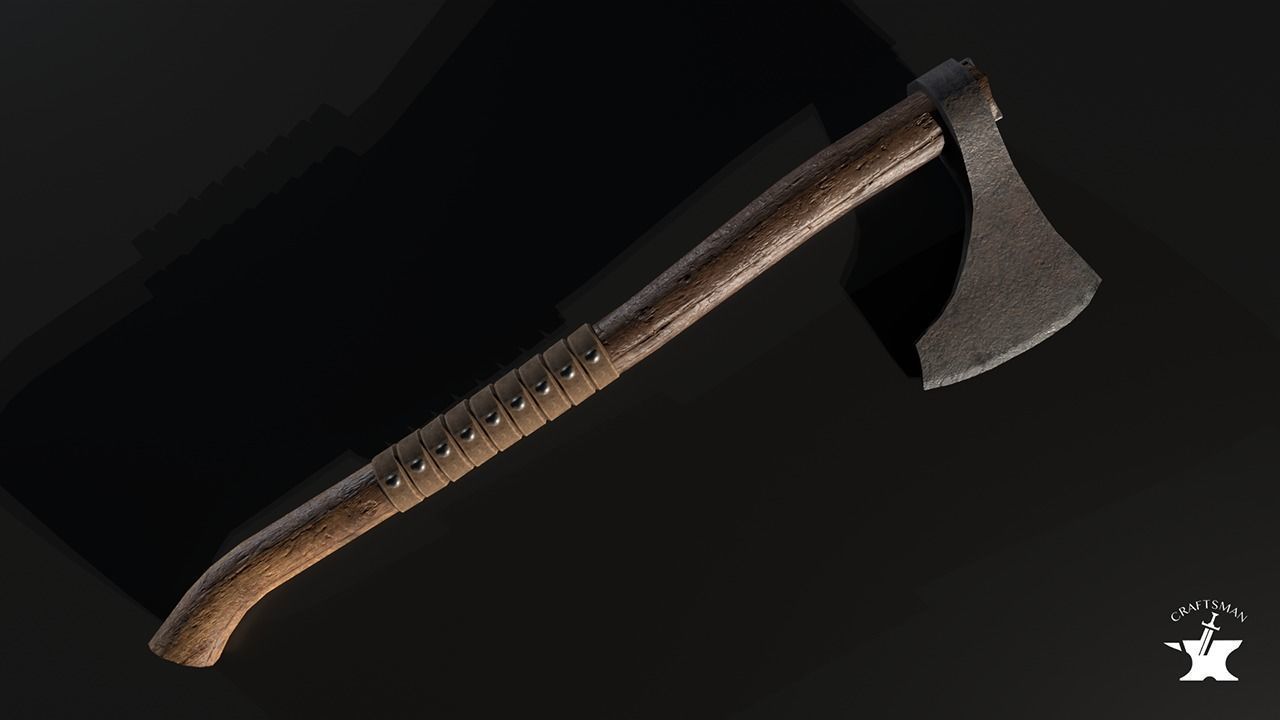 Medieval Axe Low-poly 3D model_4