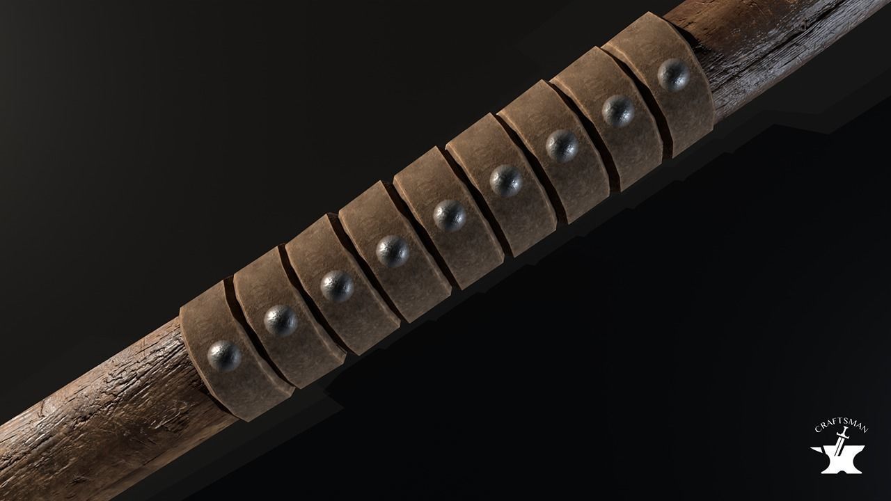 Medieval Axe Low-poly 3D model_3