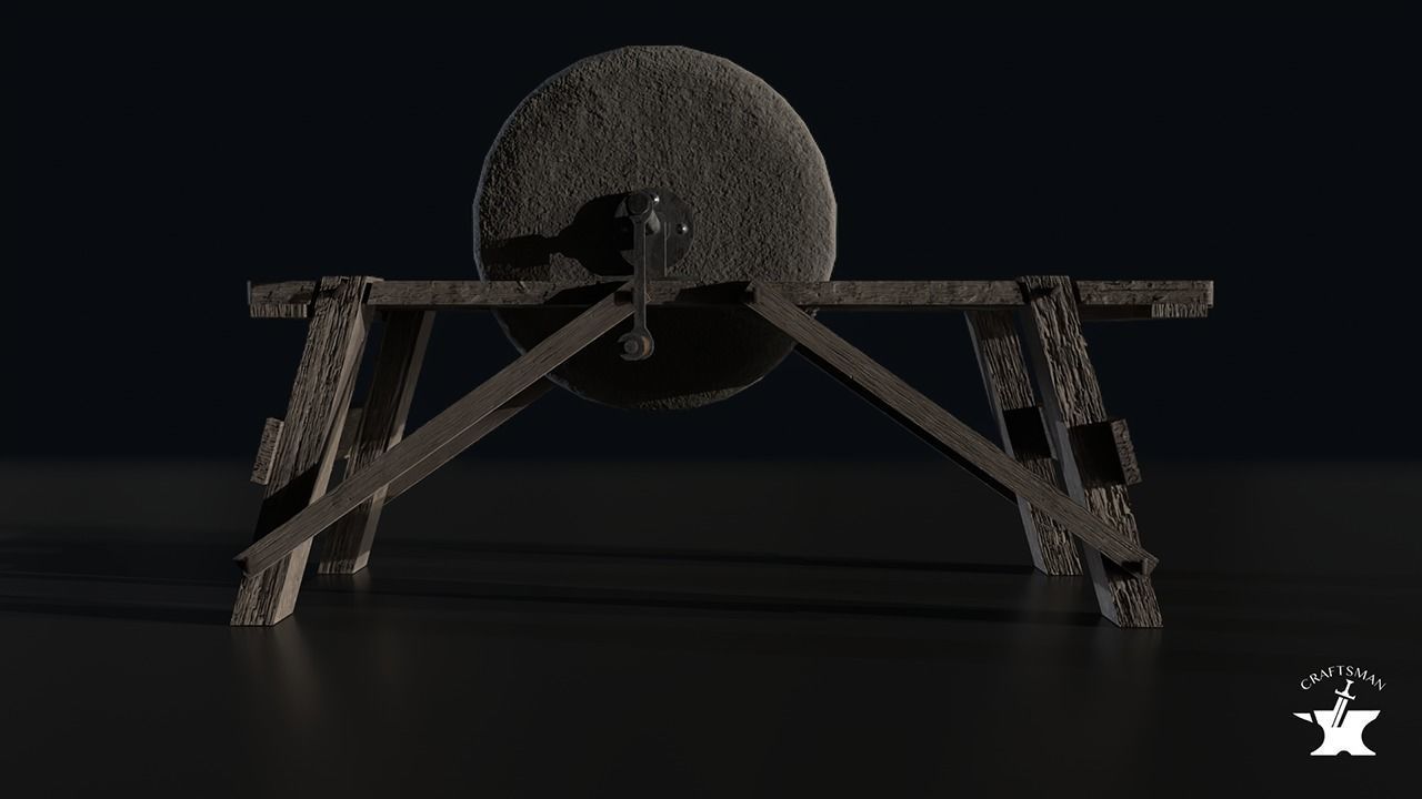 Medieval Grinder Low-poly 3D model_1