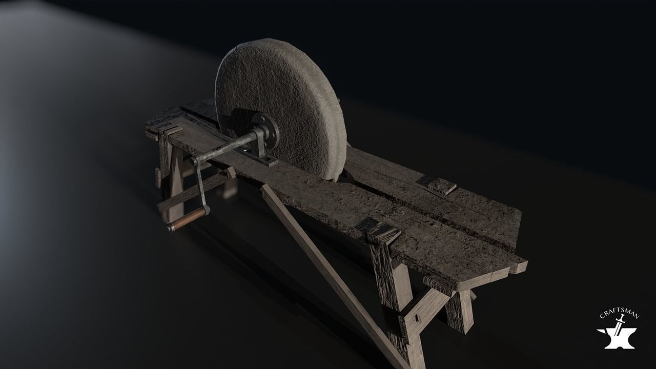 Medieval Grinder Low-poly 3D model_2