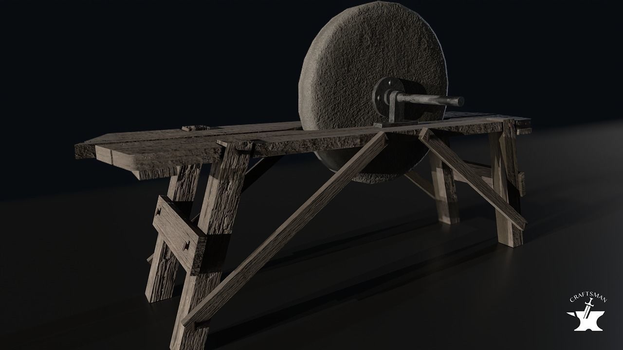 Medieval Grinder Low-poly 3D model_4