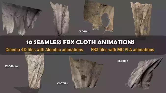 Seamless FBX Torn Cloth Animations 3D model