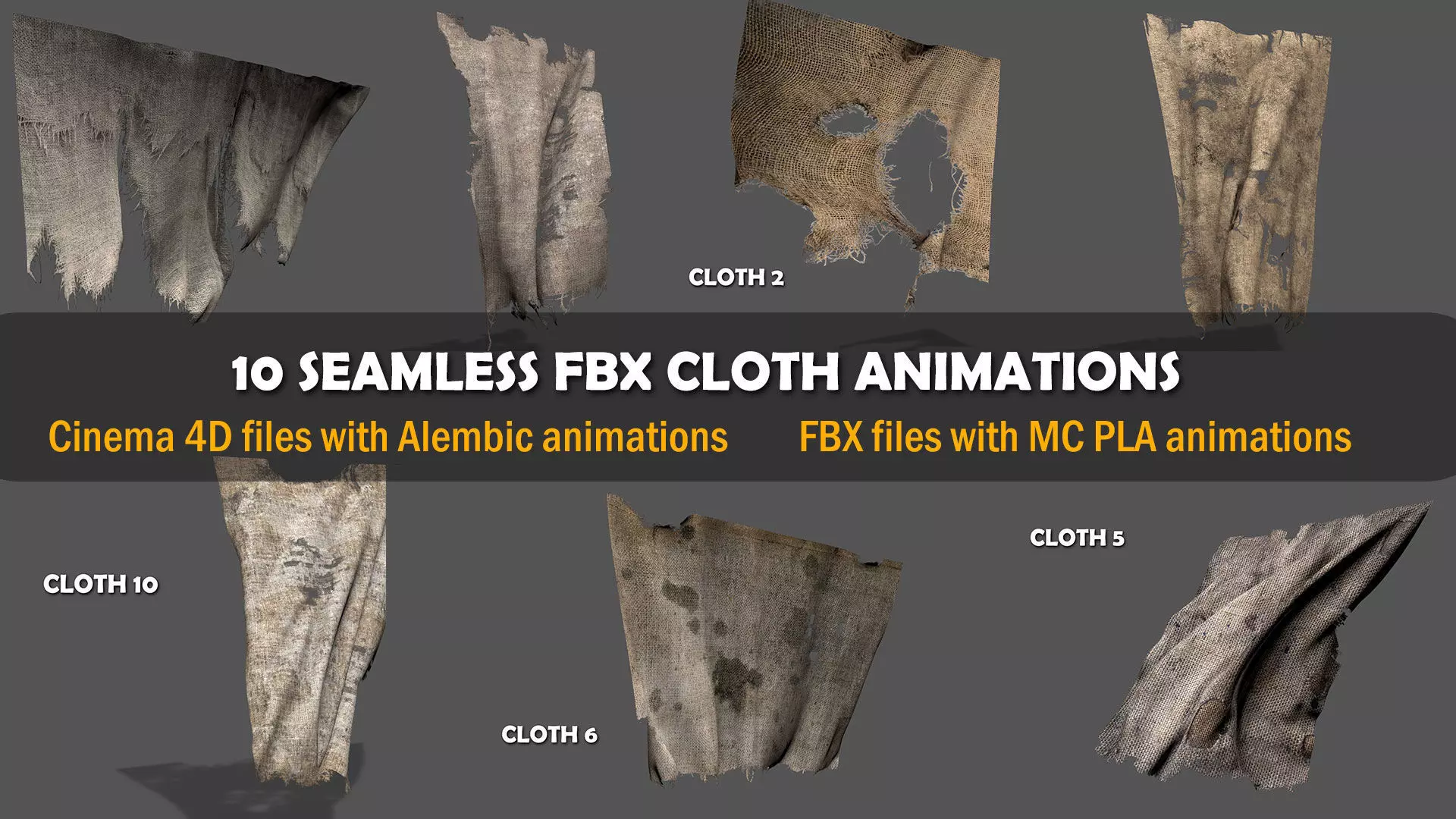 Seamless FBX Torn Cloth Animations 3D model_0