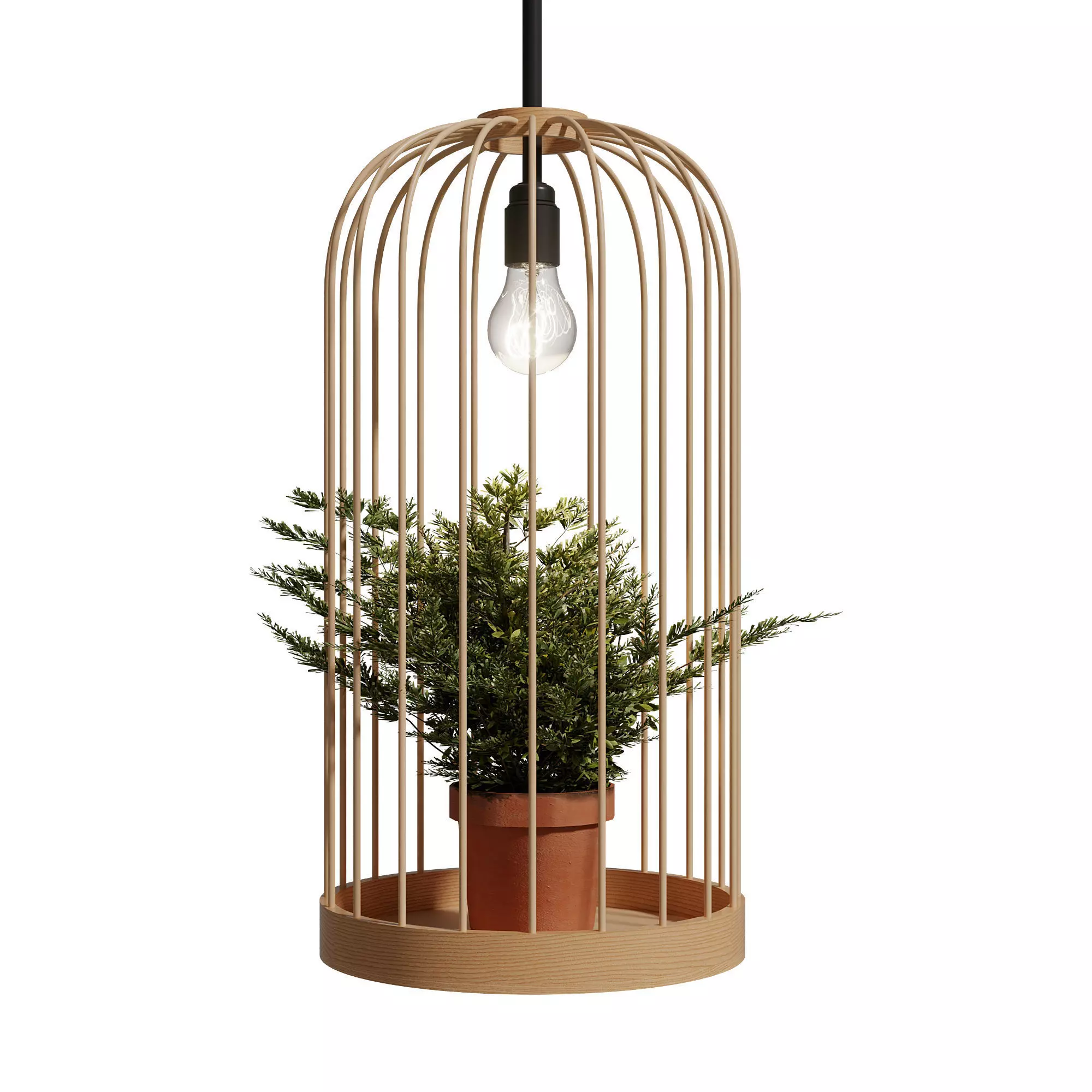 Puins Ceiling Lighting Bird Cage Planter 3D model