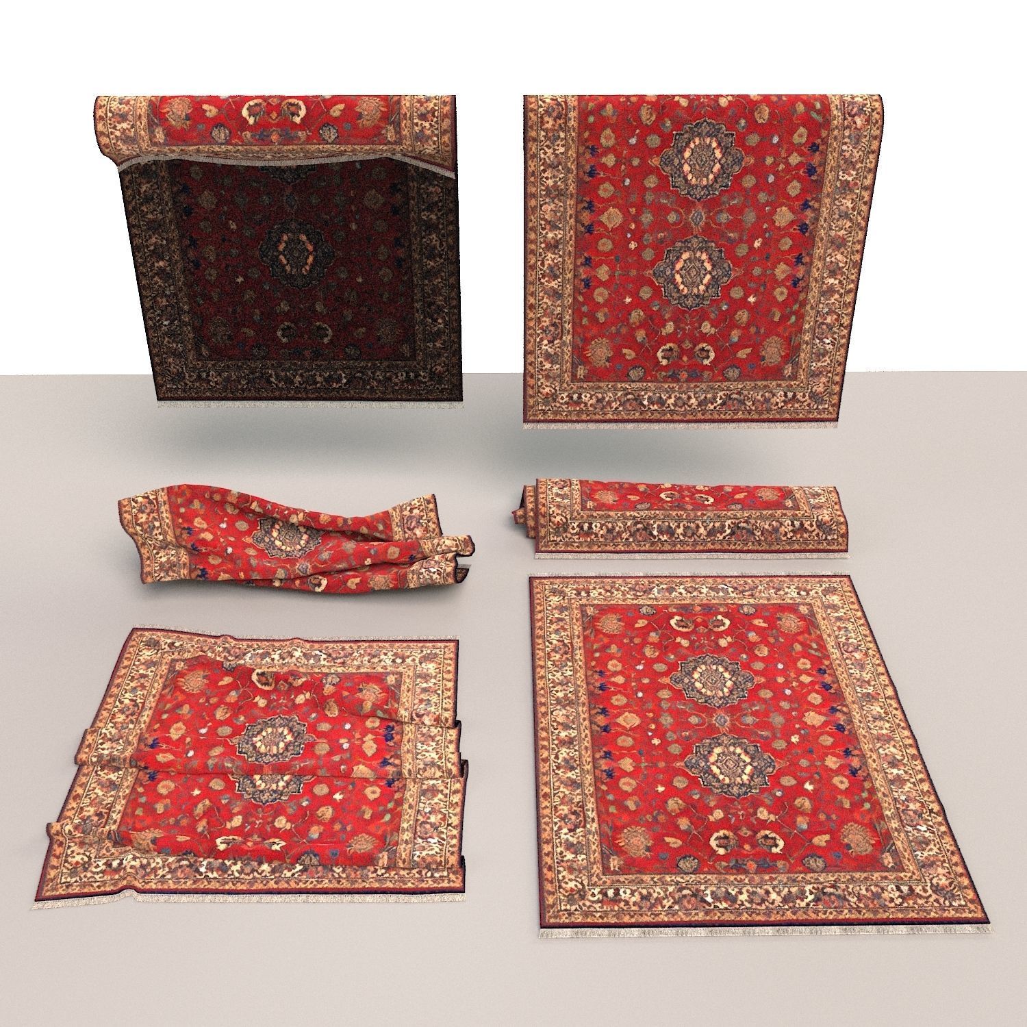 Persian carpet rug 004 3D model_2