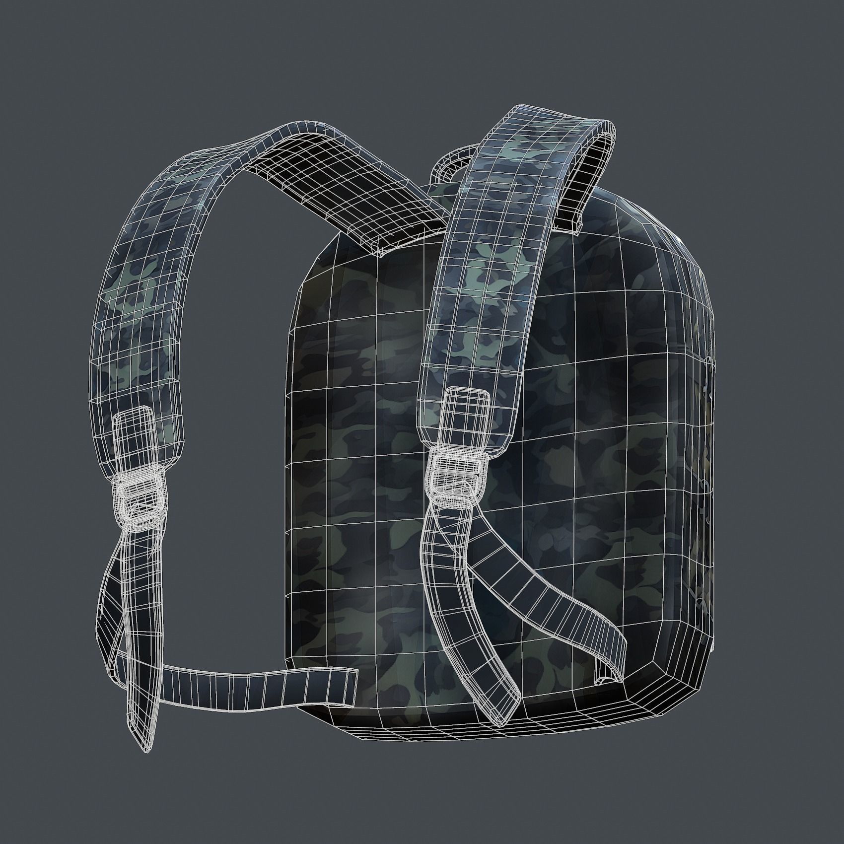 Backpack military combat Black baggage Low-poly Low-poly 3D model_10