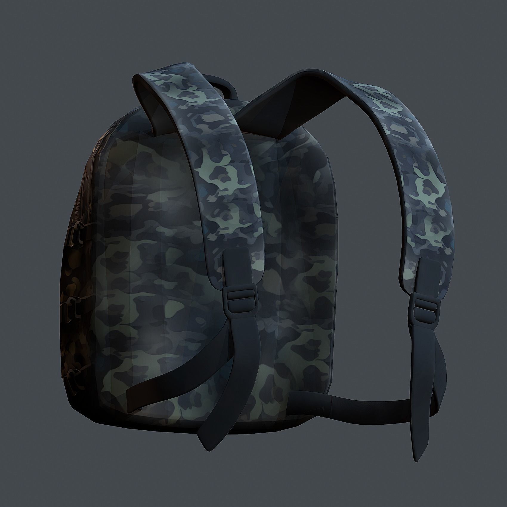 Backpack military combat Black baggage Low-poly Low-poly 3D model_7
