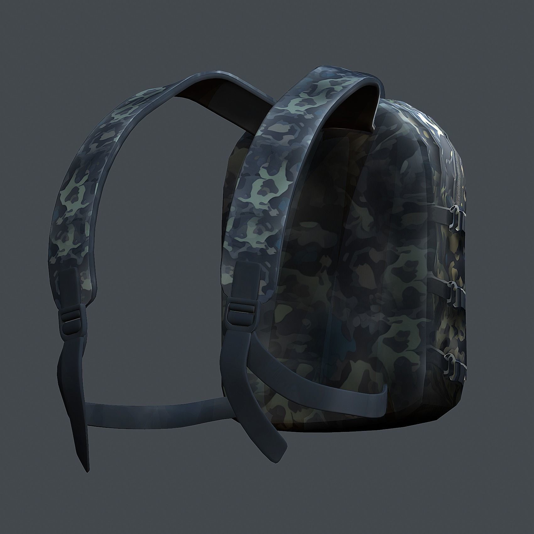 Backpack military combat Black baggage Low-poly Low-poly 3D model_6