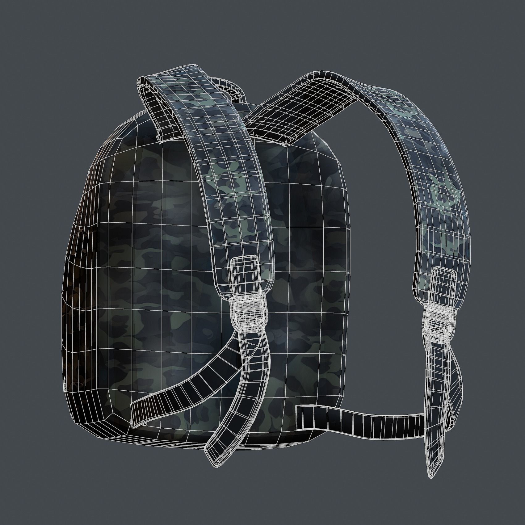 Backpack military combat Black baggage Low-poly Low-poly 3D model_8