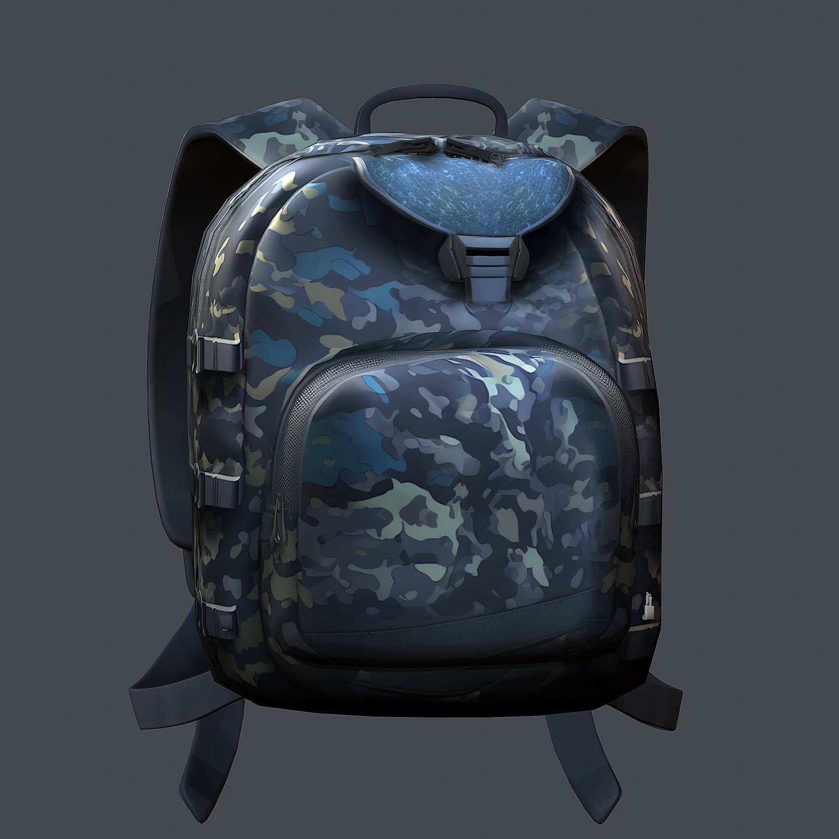 Backpack military combat Black baggage Low-poly Low-poly 3D model_2