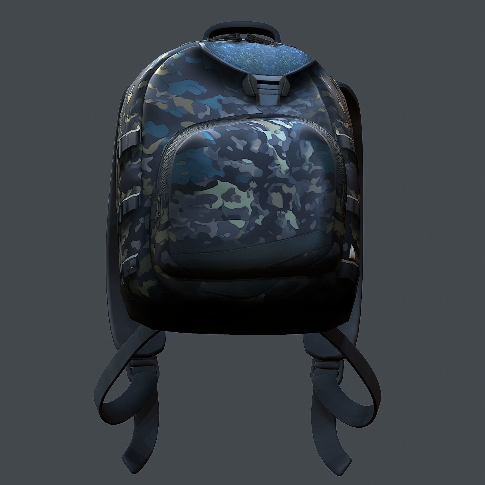 Backpack military combat Black baggage Low-poly Low-poly 3D model_4